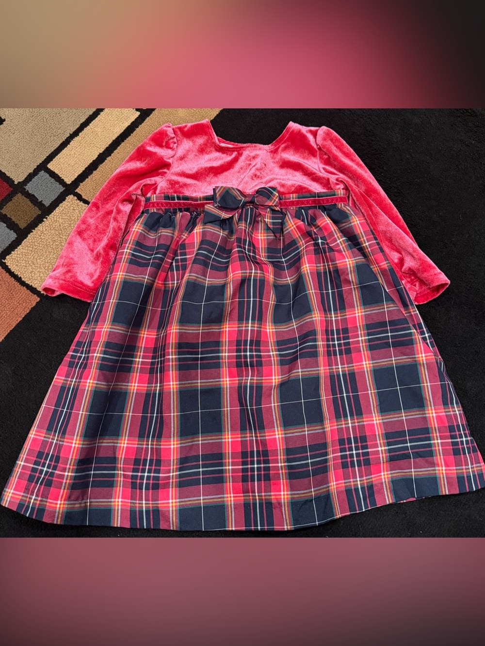 Wonderkids Pink and Navy Plaid Skirt with Bow Waist